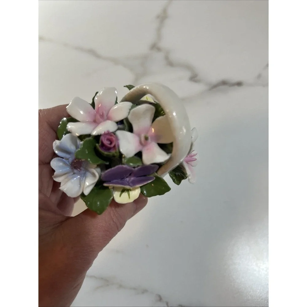 Vintage porcelain ceramic Timex china case‎ flower basket clock Needs A Battery